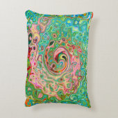 レトログルーヴィカラフル抽象芸術レインボースワール アクセントクッション (裏面(縦))