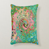 レトログルーヴィカラフル抽象芸術レインボースワール アクセントクッション (正面(垂直))