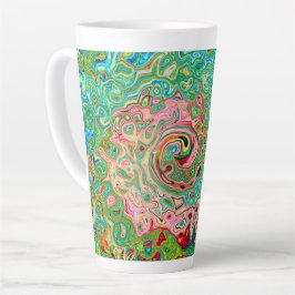 レトログルーヴィカラフル抽象芸術レインボースワール カフェラテマグ