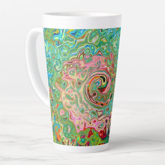 レトログルーヴィカラフル抽象芸術レインボースワール カフェラテマグ (左アングル)