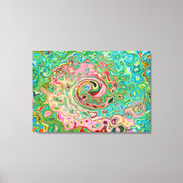 レトログルーヴィカラフル抽象芸術レインボースワール キャンバスプリント