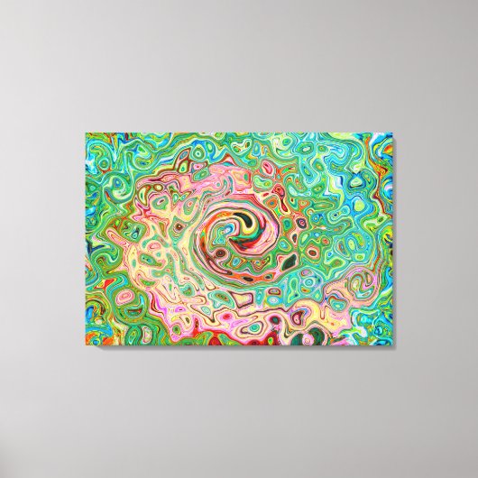 レトログルーヴィカラフル抽象芸術レインボースワール キャンバスプリント (正面)