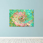 レトログルーヴィカラフル抽象芸術レインボースワール キャンバスプリント (インサイチュ (ウッドフロア))