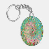 レトログルーヴィカラフル抽象芸術レインボースワール キーホルダー (正面左)