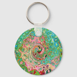 レトログルーヴィカラフル抽象芸術レインボースワール キーホルダー