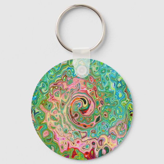 レトログルーヴィカラフル抽象芸術レインボースワール キーホルダー (正面)