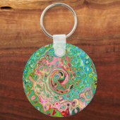レトログルーヴィカラフル抽象芸術レインボースワール キーホルダー (正面)
