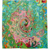 レトログルーヴィカラフル抽象芸術レインボースワール シャワーカーテン (正面)