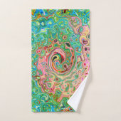 レトログルーヴィカラフル抽象芸術レインボースワール バスタオルセット (ハンドタオル)