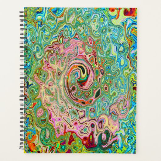 レトログルーヴィカラフル抽象芸術レインボースワール プランナー手帳 (正面)