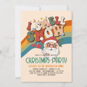 レトログルーヴィクリスマスサンタバジェットホリデーパーティー 招待状 (正面)