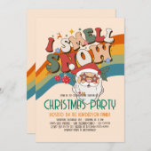 レトログルーヴィクリスマスサンタバジェットホリデーパーティー 招待状 (正面/裏面)