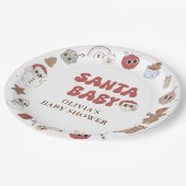レトログルーヴィクリスマスサンタベビーシャワー ペーパープレート (アングル)