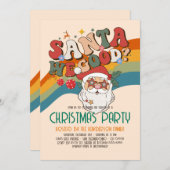 レトログルーヴィクリスマスサンタホリデーパーティー 招待状 (正面/裏面)