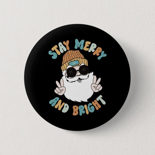 レトログルーヴィクリスマスステイメリーブライトサンタクラ 缶バッジ (正面)