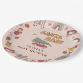 レトログルーヴィクリスマスツリーサンタベビーシャワー ペーパープレート (アングル)