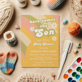 レトログルーヴィサンシャインベビーシャワーボーイ 招待状