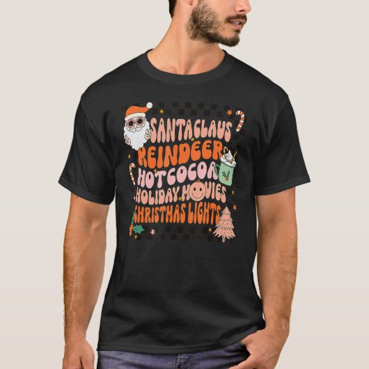 レトログルーヴィサンタクロースReindeer Christmas Cute X Tシャツ (正面)