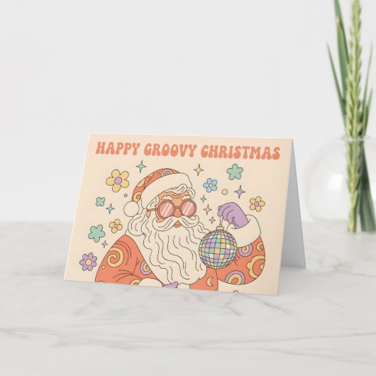 レトログルーヴィサンタメリークリスマス シーズンカード (正面)