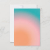 レトログルーヴィティール（緑がかった色）ピンクコーラル抽象芸術結婚ズ 出欠カード (裏面)