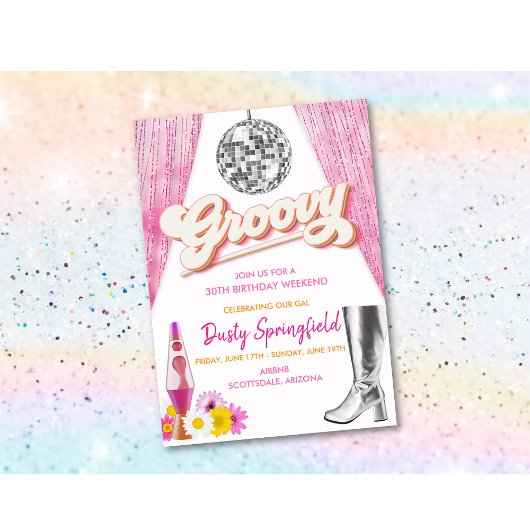 レトログルーヴィディスコ誕生日週末の日程 招待状