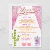 レトログルーヴィディスコ誕生日週末の日程 招待状 (裏面)