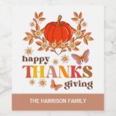 レトログルーヴィデイジーカボッキンヒッピー感謝祭 ワインラベル (シングルラベル)