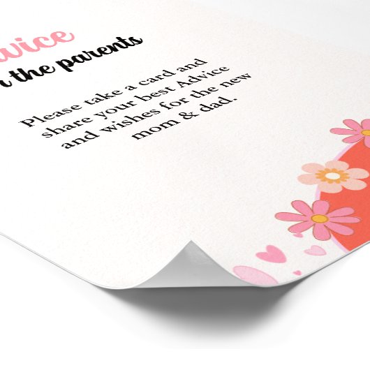 レトログルーヴィデイジーベビーシャワーアドバイス保護者のサイン ポスター (角)