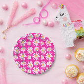 レトログルーヴィデイジー春デイジーボホピンク ペーパープレート (パーティー)