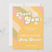レトログルーヴィデイジー男の赤ちゃんシャワー サンキューカード (正面)