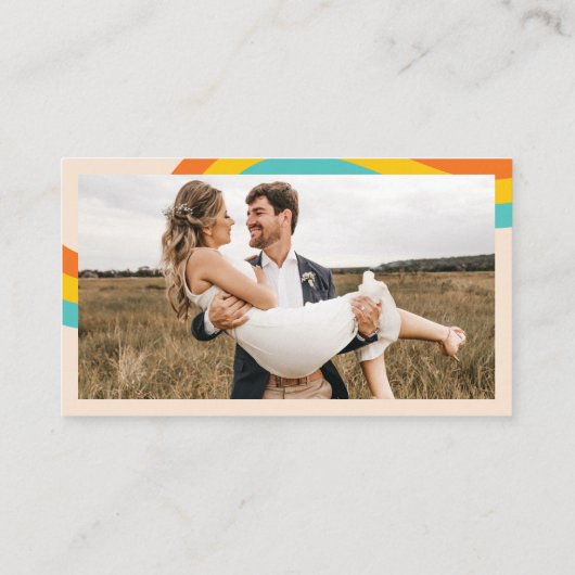 レトログルーヴィデイジー70代ウェディングRSVPヒッピー エンクロージャーカード (裏面)