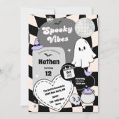 レトログルーヴィハロウィーン誕生日不気味幽霊 招待状 (正面)