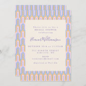 レトログルーヴィパステルラインズペリウィンクルブライダルシャワー 招待状 (正面/裏面)
