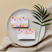 レトログルーヴィパープルカラフルフローラ美容師 名刺