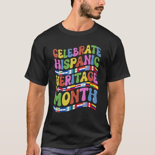 レトログルーヴィヒスパニック伝統月ラティノカウンター Tシャツ (正面)