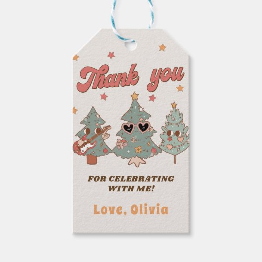 レトログルーヴィヒッパイクリスマスツリー誕生日の恩恵 ギフトタグ (正面)