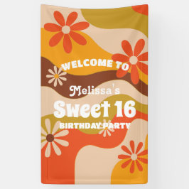 レトログルーヴィヒッパイフラワースウィート16誕生日 横断幕