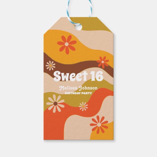 レトログルーヴィヒッパイフラワースウィート16 ギフトタグ (正面)