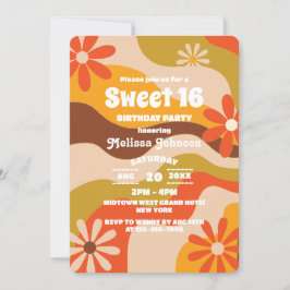 レトログルーヴィヒッパイフラワースウィート16 招待状