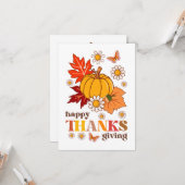 レトログルーヴィヒッピーデイジーカボキンサンクスギビング カード (正面/裏面インサイチュ)
