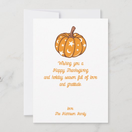 レトログルーヴィヒッピーデイジーカボキンサンクスギビング カード (裏面)