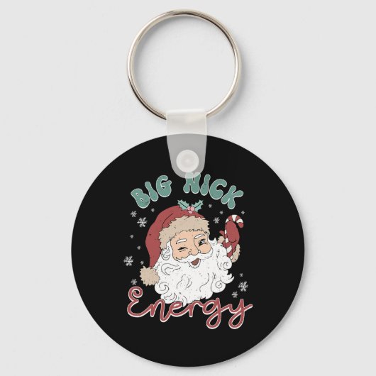 レトログルーヴィビッグニックサンタエナジーおもしろいクリスマスX キーホルダー (正面)