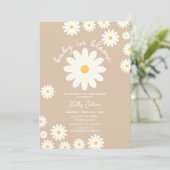 レトログルーヴィベージュデイジーベビーイン開花シャワー 招待状 (スタンド正面)