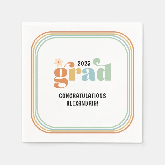 レトログルーヴィボホデイジー2025グラッドパーティー スタンダードカクテルナプキン (正面)