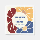 レトログルーヴィボーホシックフローラ スタンダードカクテルナプキン (正面)