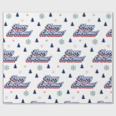 レトログルーヴィメリークリスマスタイポグラフィ70年代 ラッピングペーパー (フラット)