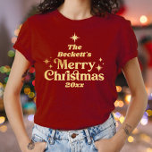レトログルーヴィメリークリスマスホリデーファミリー Tシャツ
