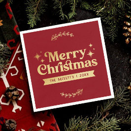 レトログルーヴィメリークリスマスホリデー スタンダードカクテルナプキン