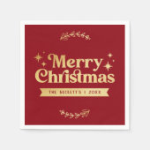 レトログルーヴィメリークリスマスホリデー スタンダードカクテルナプキン (正面)