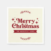 レトログルーヴィメリークリスマスホリデー スタンダードカクテルナプキン (正面)